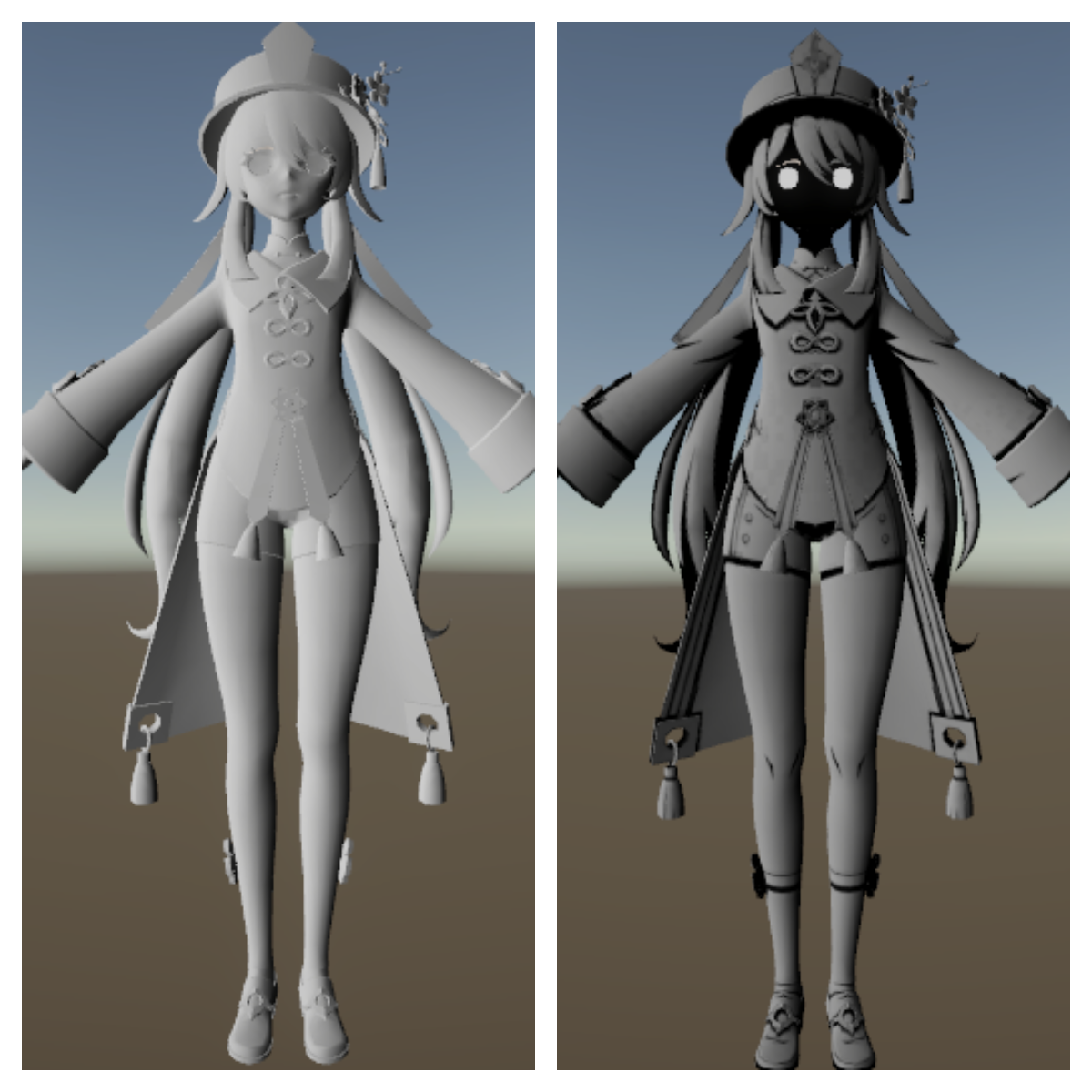 漫反射效果（使用lightMap为右）